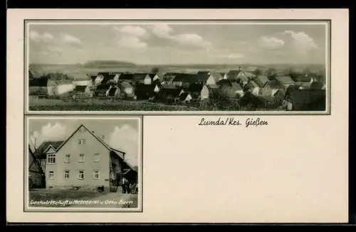 AK Lumda /Giessen, Ortspanorama, Gasthaus Metzgerei Otto Born