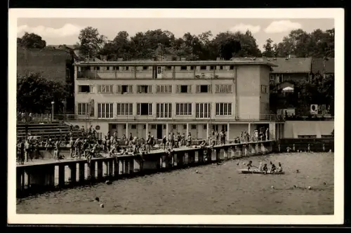 AK Darmstadt, Jugendherberge, Freibad, Steg, Badegäste