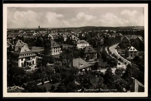 AK Darmstadt, Paulusviertel aus der Vogelschau