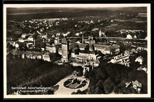 AK Darmstadt, Künstlerkolonie, Flugzeugaufnahme
