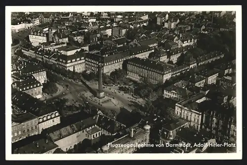 AK Darmstadt, Platz mit Hotel zur Traube vom Flugzeug aus