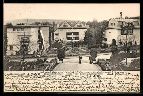 AK Darmstadt, Künstlerkolonie, Blick vom Ernst-Ludwigshaus