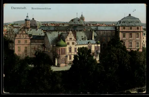 Goldfenster-AK Darmstadt, Residenzschloss