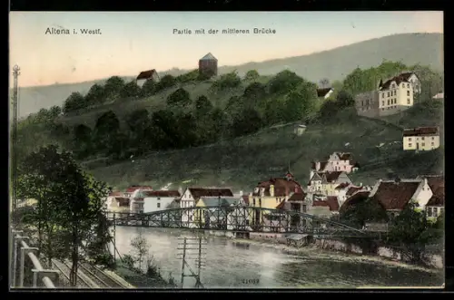 AK Altena i. Westf., Partie mit der mittleren Brücke