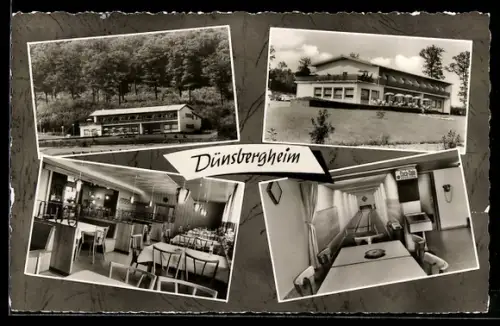 AK Fellingshausen bei Giessen, Gasthof Dünsbergheim, Freiterrasse, Kegelbahn, Schwimmbad