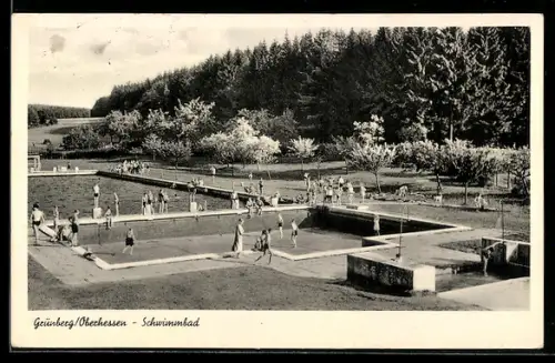 AK Grünberg /Oberhessen, Blick zum Schwimmbad