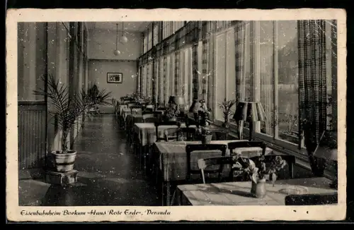 AK Borkum, Eisenbahnerheim Haus Rote Erde, Veranda