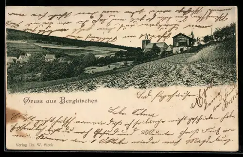AK Bergkirchen, Ortsansicht mit Kirche