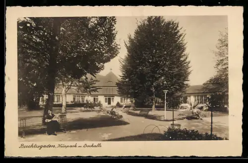 AK Berchtesgaden, Kurgarten, Kurpark mit Lesehalle