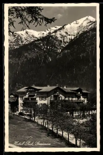 AK Grainau, Hotel Post mit Bergpanorama
