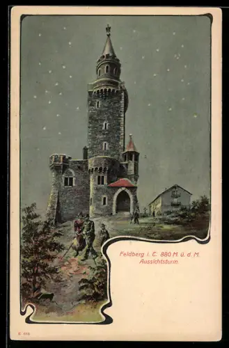 Lithographie Feldberg i. T., Der Aussichtsturm