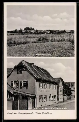 AK Burggräfenrode /Friedberg, Gasthof Wilhelm Barth, Ortspanorama
