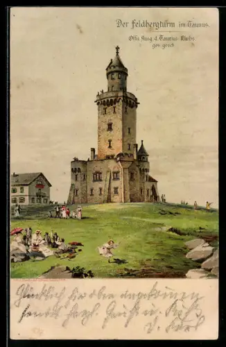 Lithographie Feldberg im Taunus, Am Feldbergturm