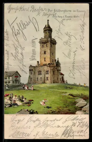 Lithographie Grosser Feldberg im Taunus, Partie am Feldbergturm