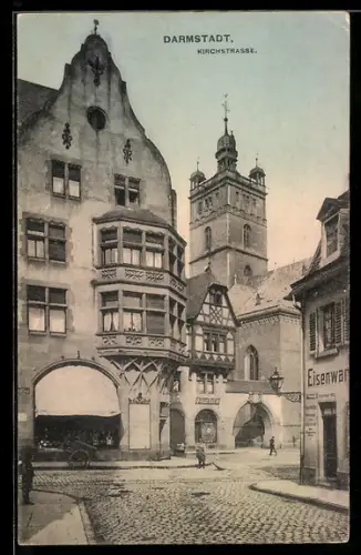 AK Darmstadt, Eisenwarenhandlung in der Kirchstrasse
