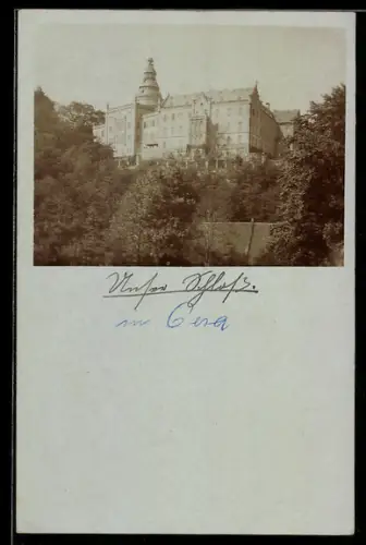Foto-AK Gera, Blick zum Schloss