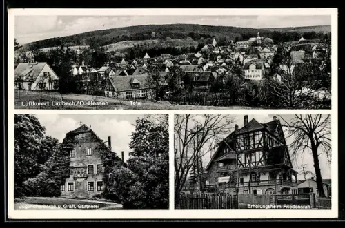 AK Laubach / O.-Hessen, Jugendherberge & Gräfl. Gärtnerei, Erholungsheim Friedensruh