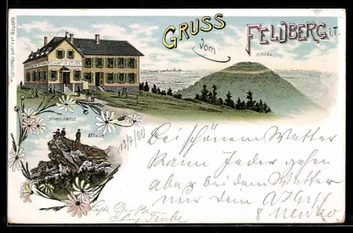 Lithographie Schmitten, Restauration Sturm und Brunhildisfelsen auf dem Feldberg