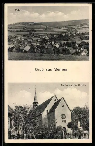 AK Mernes, Totalansicht, Kirche