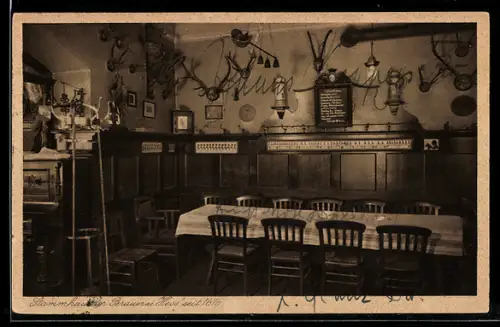 AK Darmstadt, Gasthaus Brauerei-Ausschank Hess Kirchstrasse 3, Stammhaus seit 1616