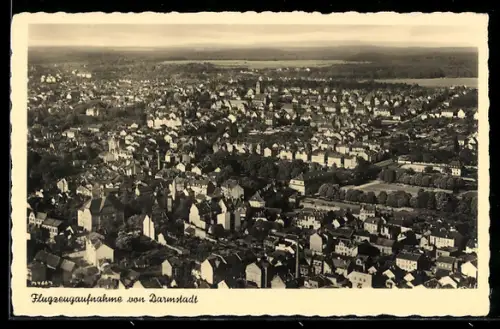 AK Darmstadt, Flugzeugaufnahme des Ortes