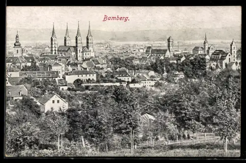 AK Bamberg, Ortsansicht mit Kirchen