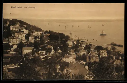 AK Hamburg-Blankenese, Blick vom Süllberg auf Villenviertel und Strandleben