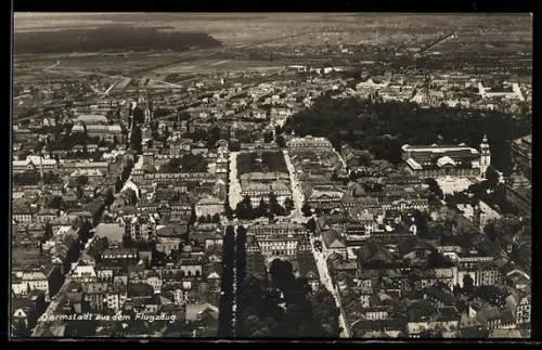 AK Darmstadt, Stadtansicht vom Flugzeug aus