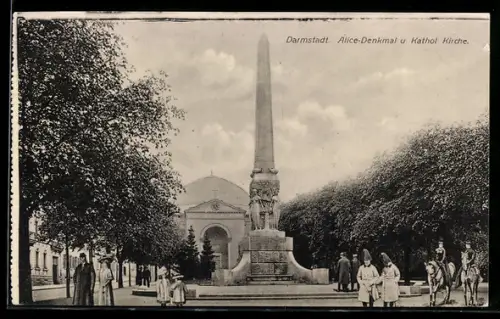 AK Darmstadt, Alice-Denkmal und Katholische Kirche
