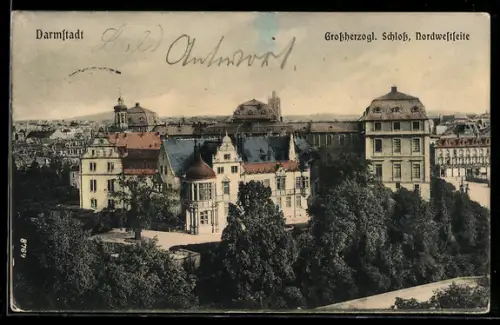 AK Darmstadt, Grossherzogl. Schloss von der Nordseite