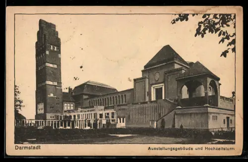 AK Darmstadt, Ausstellungsgebäude und Hochzeitsturm