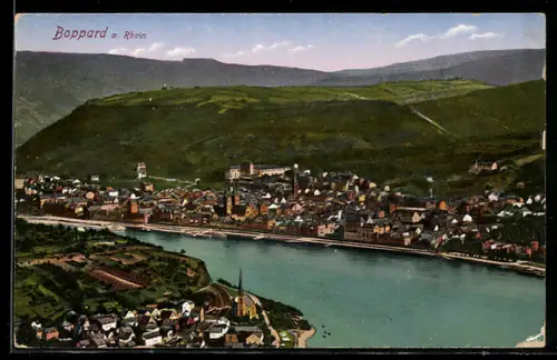 AK Boppard a. Rhein, Ortsansicht mit den Rheinhöhen