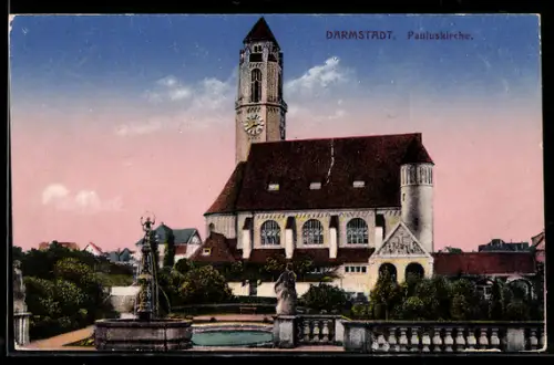 AK Darmstadt, Blick auf Pauluskirche