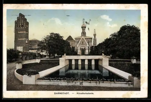AK Darmstadt, Künstlerkolonie, Hochzeitsturm und Russische Kapelle