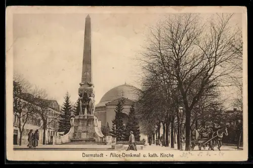 AK Darmstadt, Alice-Denkmal und katholische Kirche
