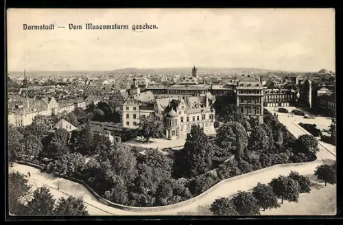 AK Darmstadt, Ortsansicht vom Museumsturm aus