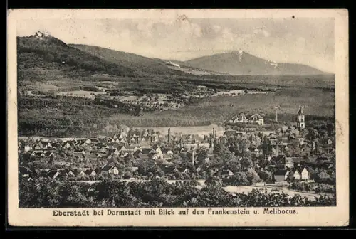 AK Eberstadt, Generalansicht mit Blick auf den Frankenstein und Melibocus