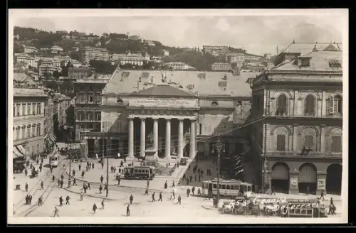 AK Genova, Piazza De Ferrari, Strassenbahn