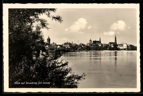 AK Straubing, Blick auf den Ort mit Donau