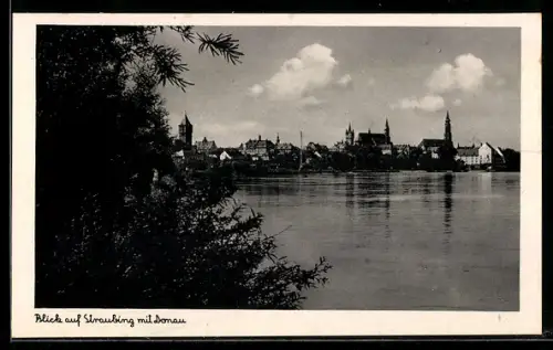 AK Straubing, Ortsansicht mit Donau