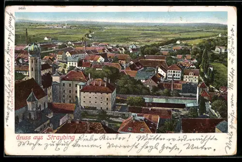 AK Straubing, Teilansicht mit Kirche
