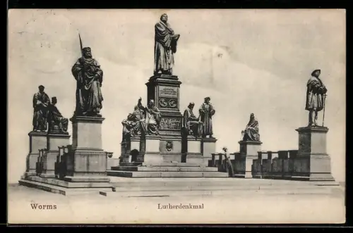AK Worms, Blick auf Lutherdenkmal