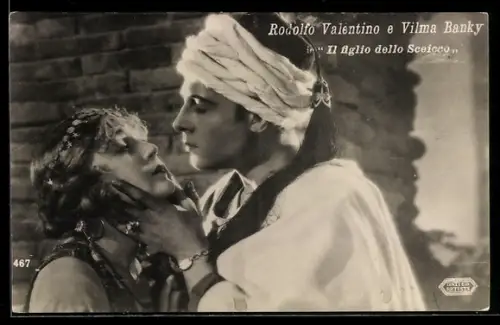 AK Schauspieler Rodolfo Valentino und Vilma Banky in Il figlio dello Sceicco