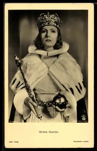 AK Schauspielerin Greta Garbo als Königin Christina