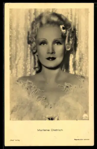 AK Schauspielerin Marlene Dietrich mit Lockenfrisur