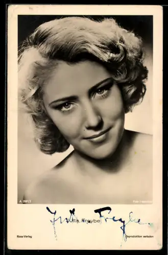 AK Jutta Freybe, Portrait, Autograph
