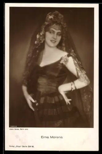 AK Erna Morena mit Schleier, Portrait