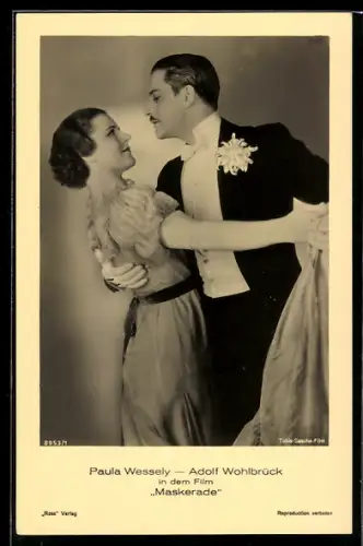 AK Schauspielerin Paula Wessely und Schauspieler Adolf Wohlbrück in dem Film Maskerade