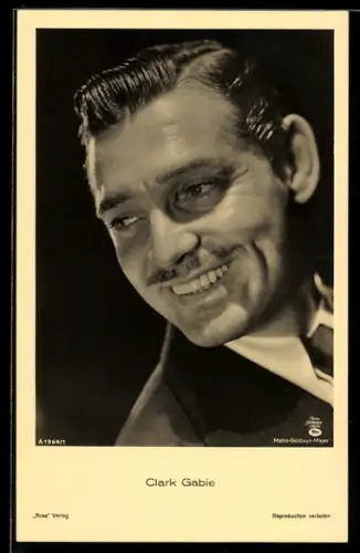 AK Schauspieler Clark Gable mit Schnurrbart