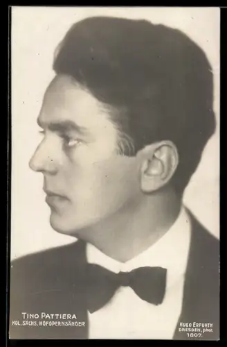 Foto-AK Hugo Erfurth: Kgl. Sächs. Hofopernsänger Tino Pattiera im seitlichen Portrait